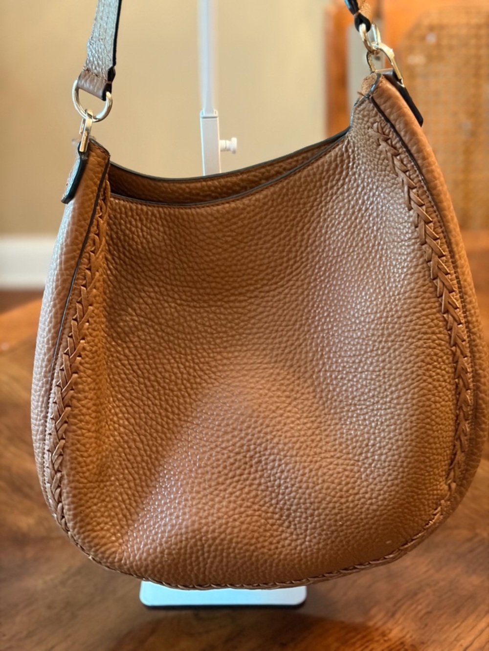 Rebecca Minkoff Pebbled Leather Shoulder - Whipstitch Brown Hobo - Picture 2 of 16